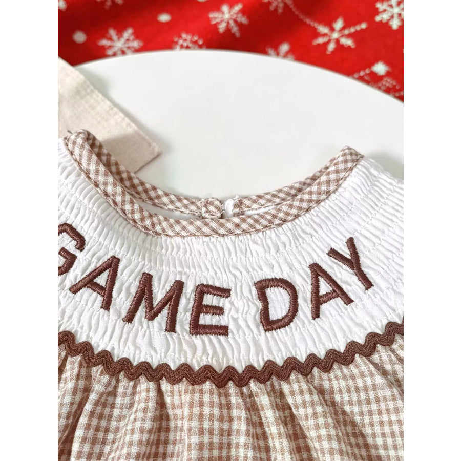 Children’s Gingham Football Puff Sleeve Dress Apparel and Accessories