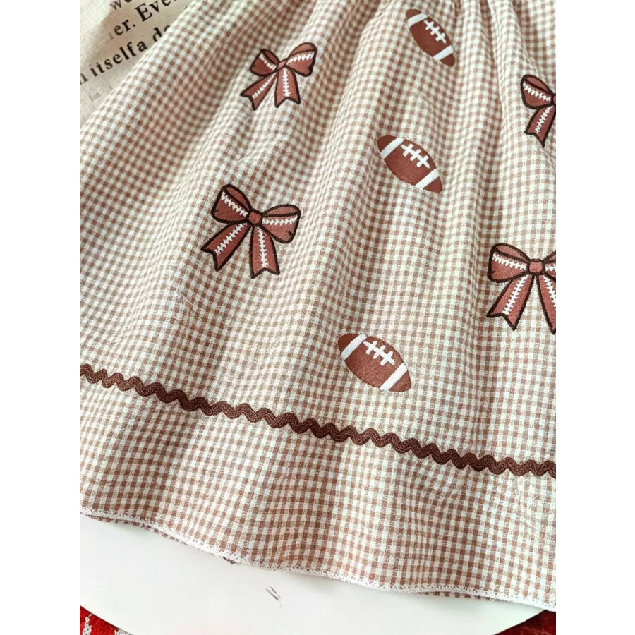 Children’s Gingham Football Puff Sleeve Dress Apparel and Accessories