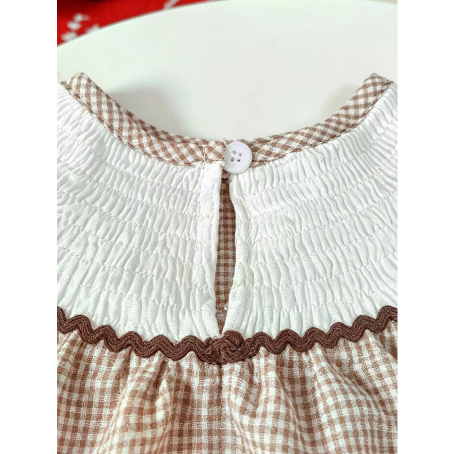 Children’s Gingham Football Puff Sleeve Dress Apparel and Accessories