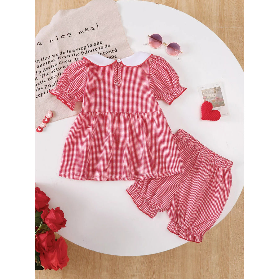 Children’s Gingham ’LOVE’ Top and Shorts Set Love / 6-12M Apparel Accessories