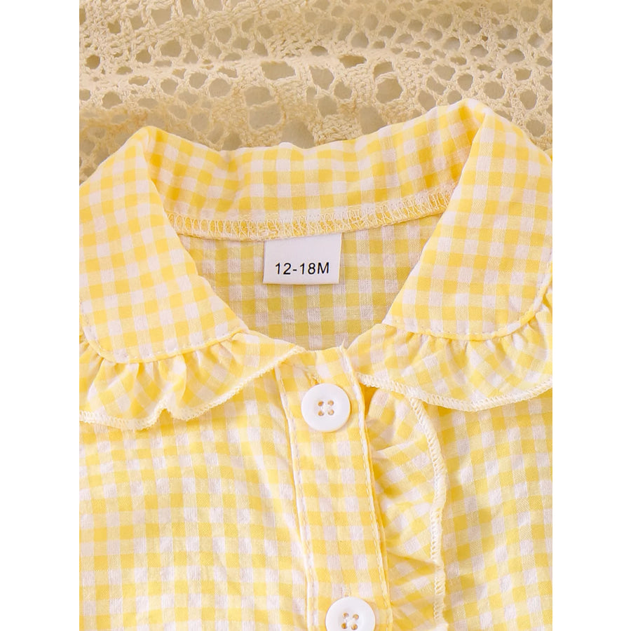 Children’s Gingham Ruffle Collar Sleeveless Shirt Apparel and Accessories