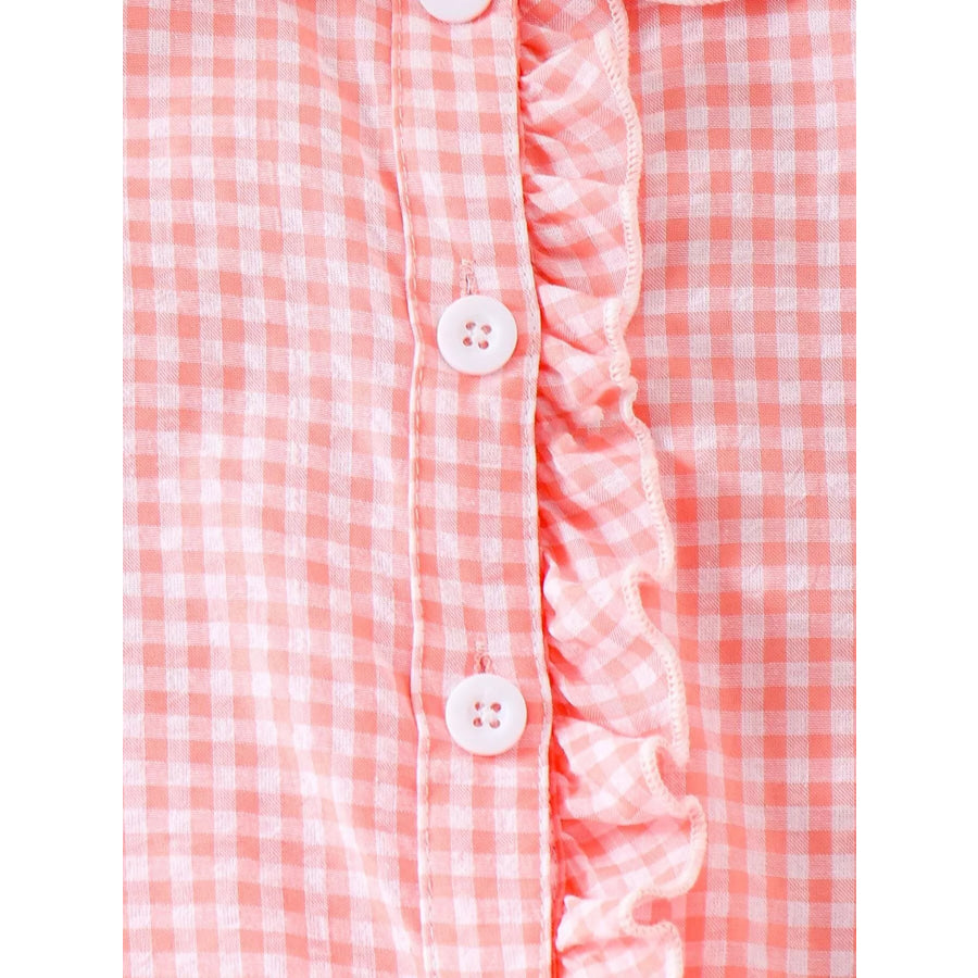 Children’s Gingham Ruffle Collar Sleeveless Shirt Apparel and Accessories