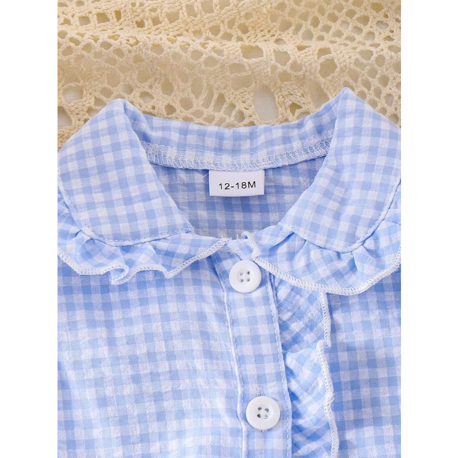 Children’s Gingham Ruffle Collar Sleeveless Shirt Apparel and Accessories