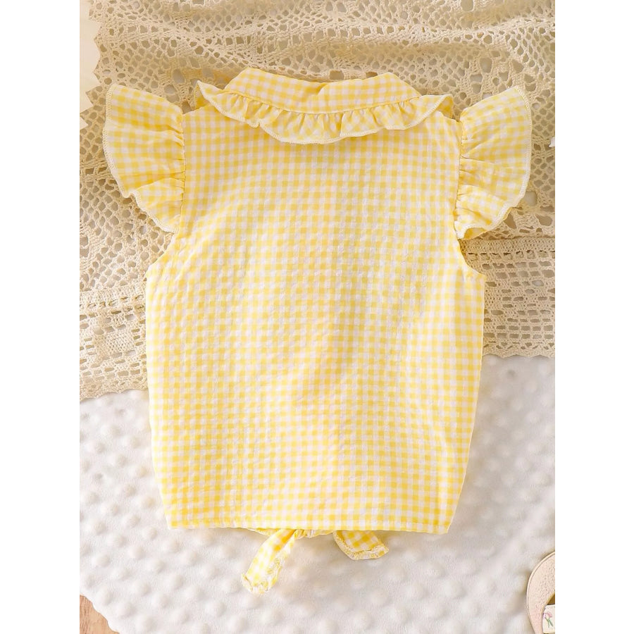 Children’s Gingham Ruffle Collar Sleeveless Shirt Apparel and Accessories