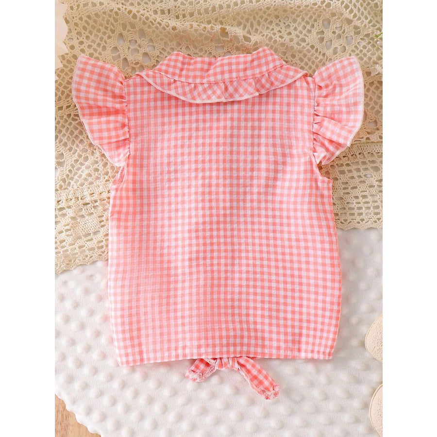 Children’s Gingham Ruffle Collar Sleeveless Shirt Apparel and Accessories