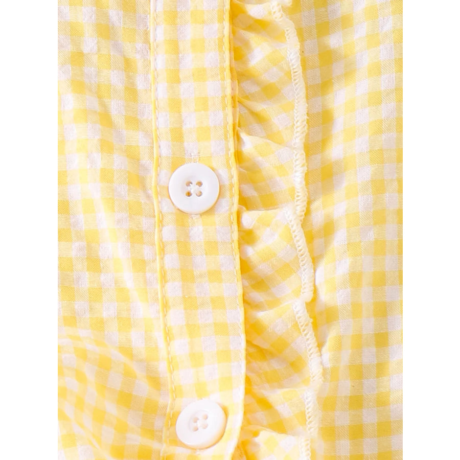 Children’s Gingham Ruffle Collar Sleeveless Shirt Apparel and Accessories