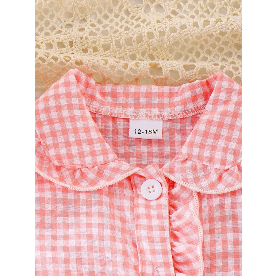 Children’s Gingham Ruffle Collar Sleeveless Shirt Apparel and Accessories