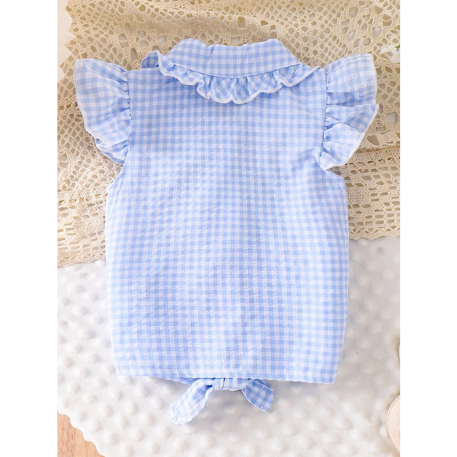Children’s Gingham Ruffle Collar Sleeveless Shirt Apparel and Accessories