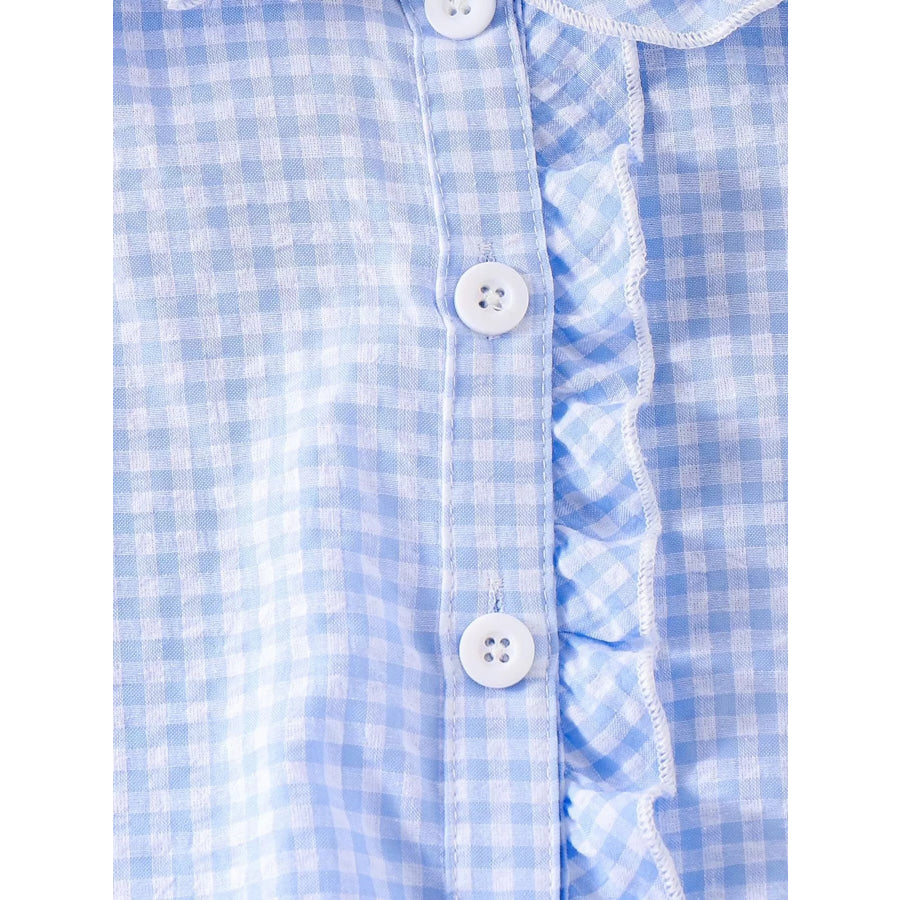 Children’s Gingham Ruffle Collar Sleeveless Shirt Apparel and Accessories