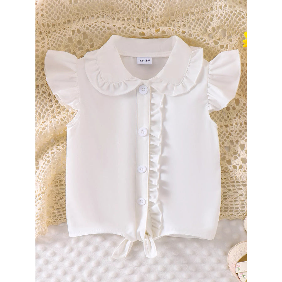 Children’s Gingham Ruffle Collar Sleeveless Shirt White / 12-18M Apparel and Accessories