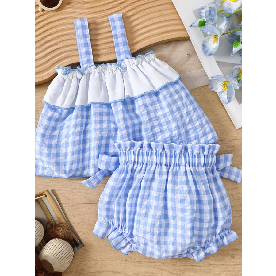 Children’s Gingham Ruffle Trim Cami Top & Shorts Set Apparel and Accessories