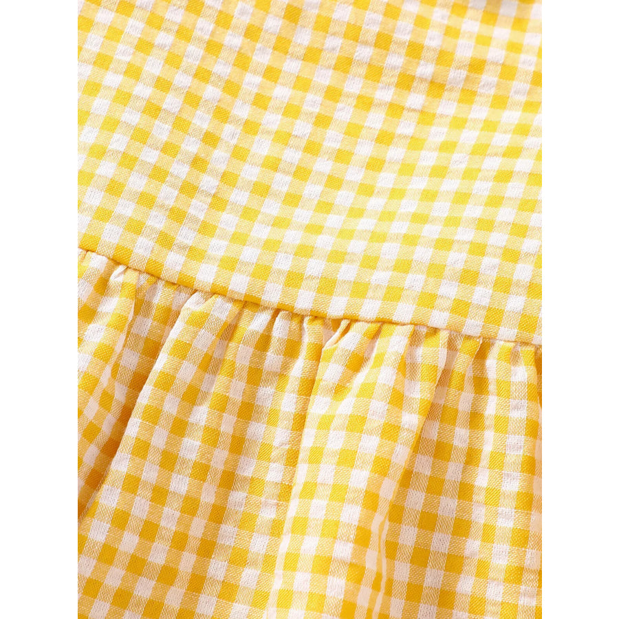 Children’s Gingham Ruffle Trim Sleeveless Top & Pants Set Apparel and Accessories