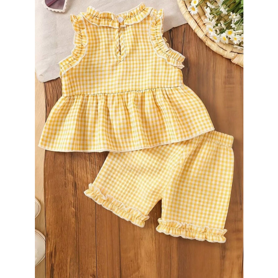 Children’s Gingham Ruffle Trim Tank Top & Shorts Set Apparel and Accessories