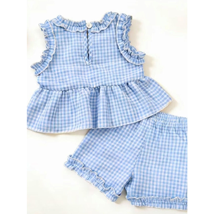 Children’s Gingham Ruffle Trim Tank Top & Shorts Set Apparel and Accessories