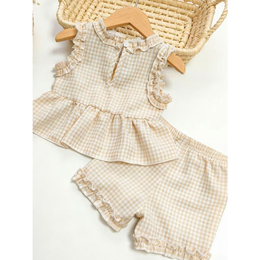 Children’s Gingham Ruffle Trim Tank Top & Shorts Set Apparel and Accessories