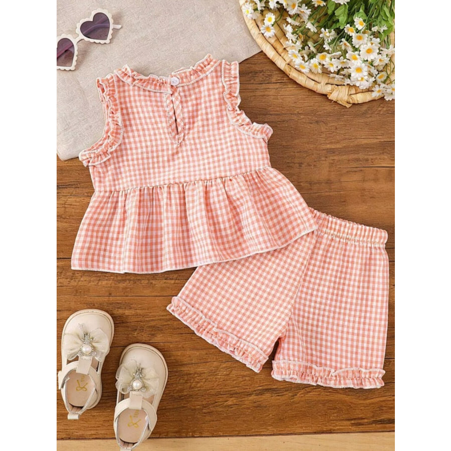 Children’s Gingham Ruffle Trim Tank Top & Shorts Set Apparel and Accessories