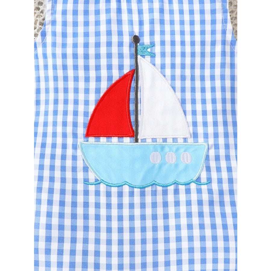 Children’s Gingham Sailboat Sleeveless One-Piece Apparel and Accessories
