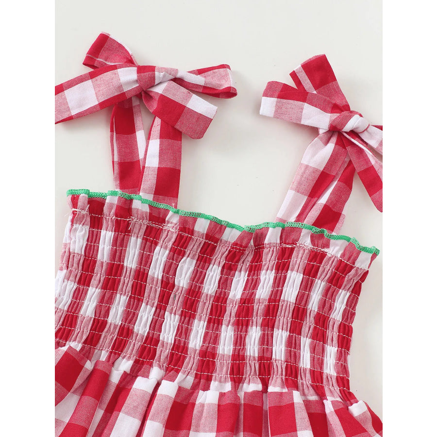 Children’s Gingham Tiered Dress with Bow Tie Straps Apparel and Accessories