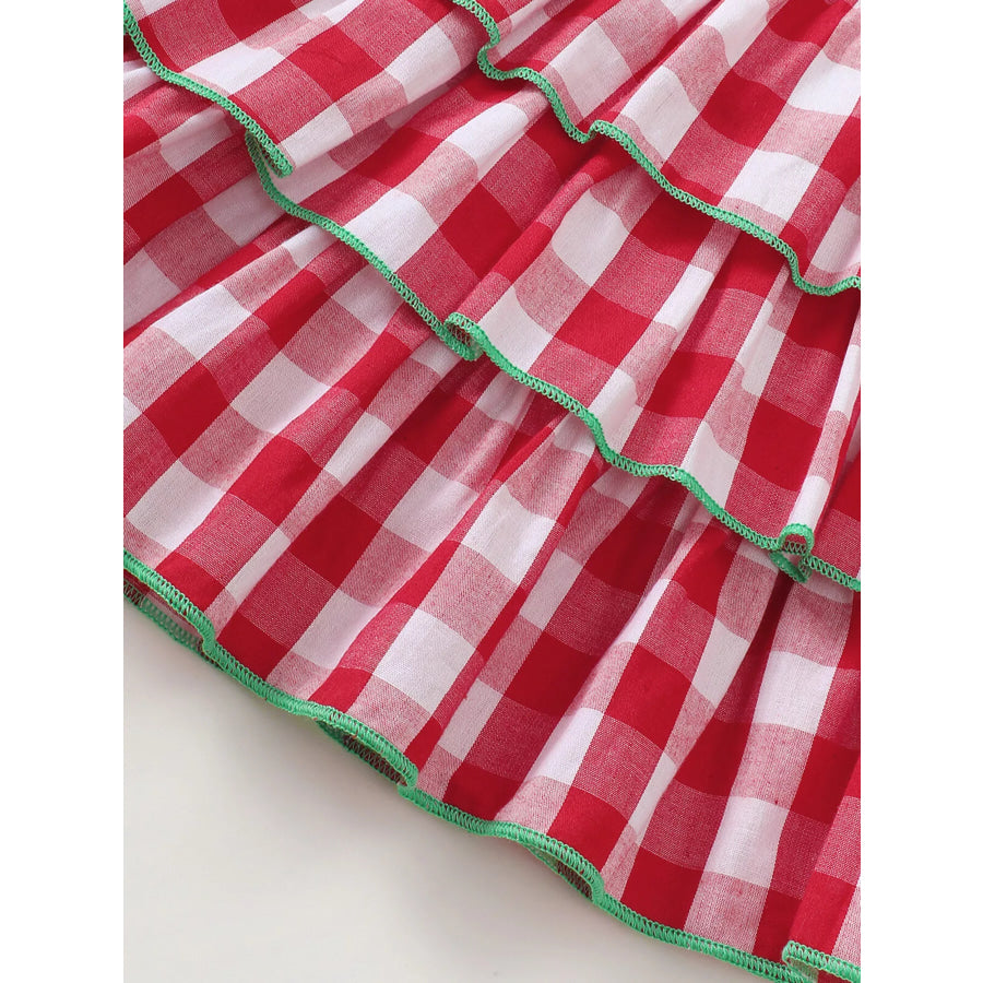Children’s Gingham Tiered Dress with Bow Tie Straps Apparel and Accessories