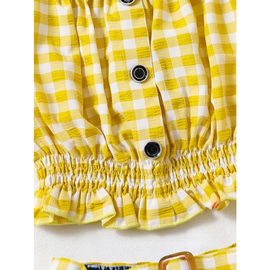 Children’s Gingham Top & Denim Shorts Set Apparel and Accessories