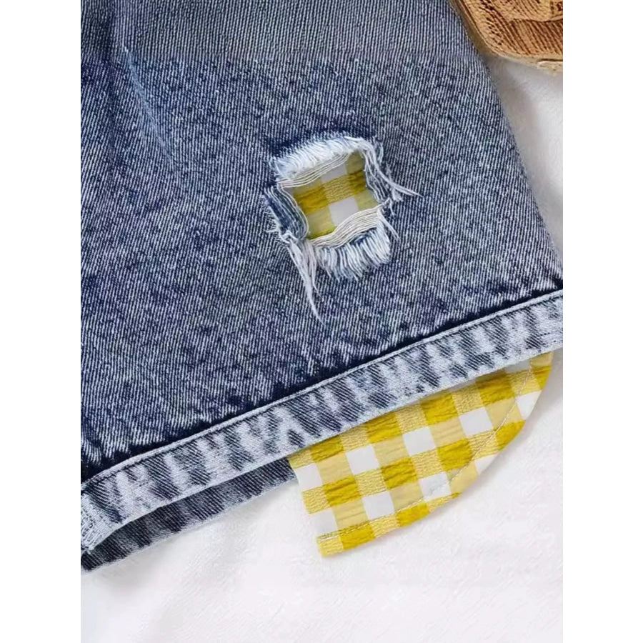 Children’s Gingham Top & Denim Shorts Set Apparel and Accessories