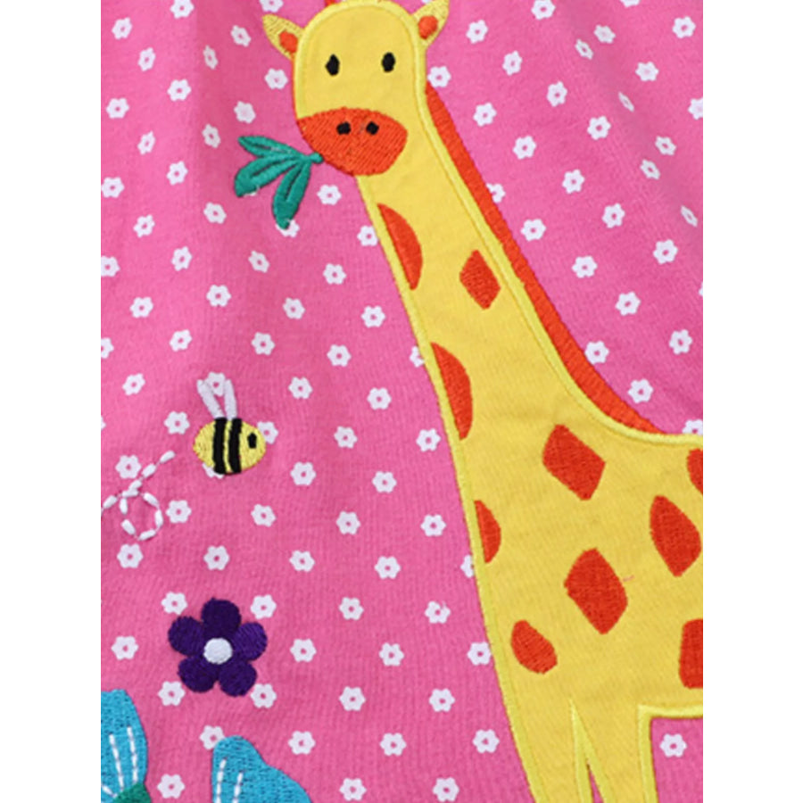 Children’s Giraffe Applique Polka Dot Casual Dress Apparel and Accessories