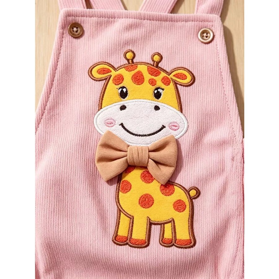 Children’s Giraffe Embroidered Corduroy One-Piece Apparel and Accessories