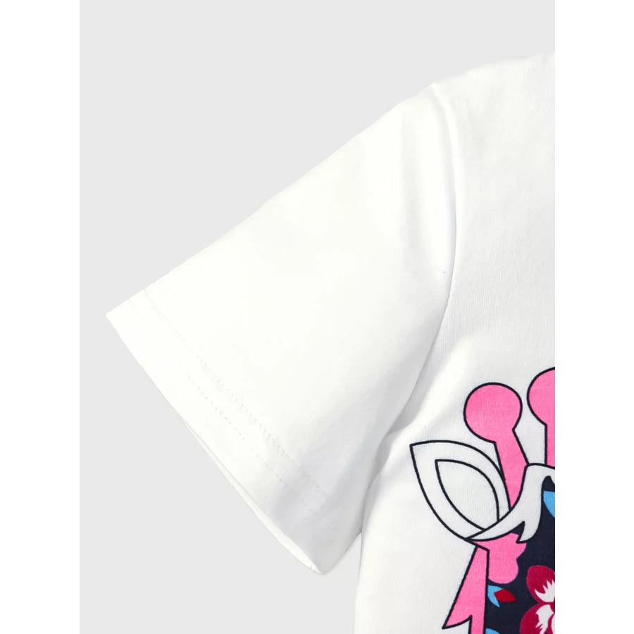 Children’s Giraffe Floral Print Tee and Shorts Set Apparel and Accessories