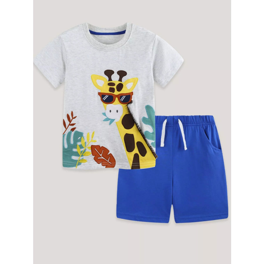 Children’s Giraffe Graphic Tee and Shorts Set Apparel and Accessories