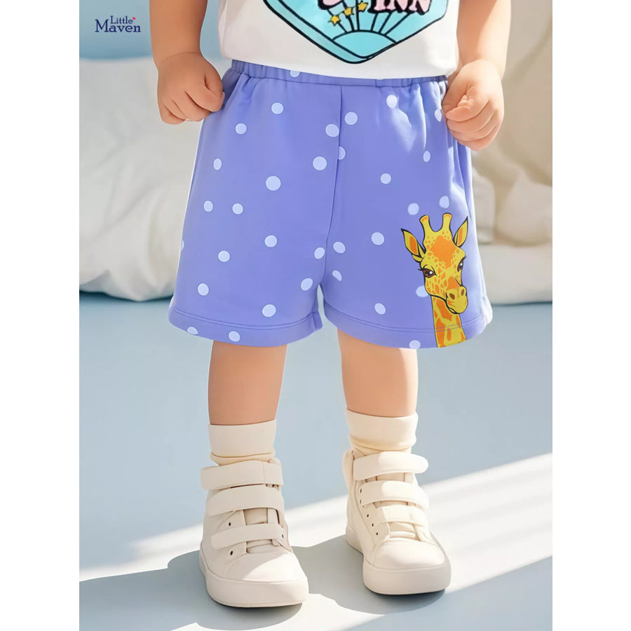 Children’s Giraffe Polka Dot Shorts Blue Purple / 2Y Apparel and Accessories