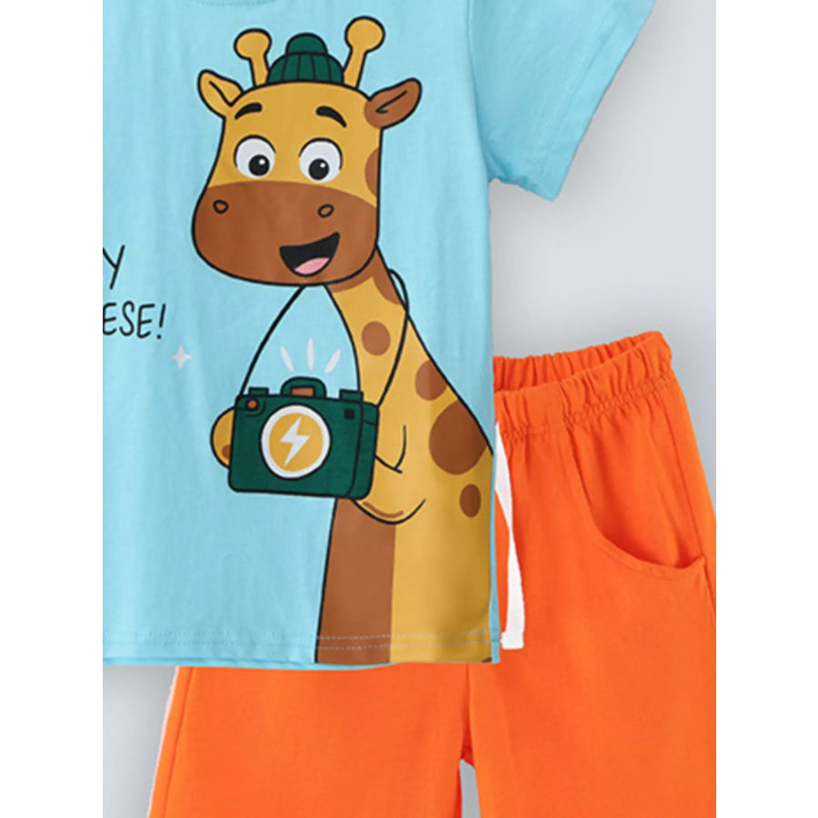 Children’s Giraffe T-shirt and Shorts Set Apparel and Accessories