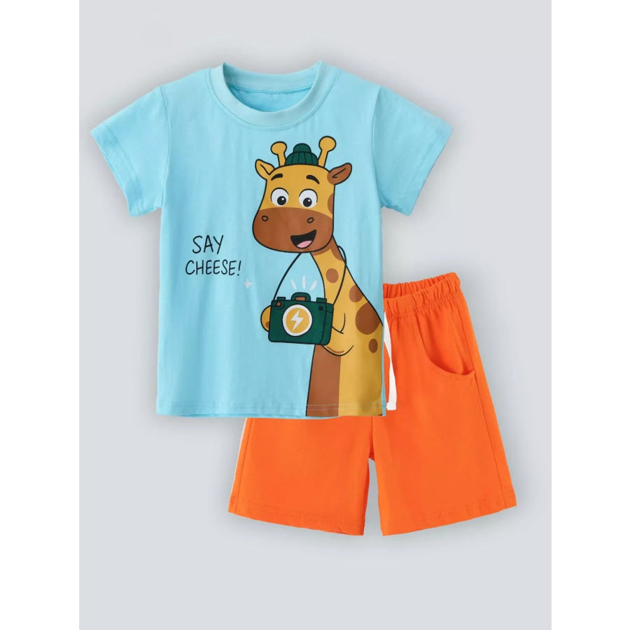 Children’s Giraffe T-shirt and Shorts Set Apparel and Accessories