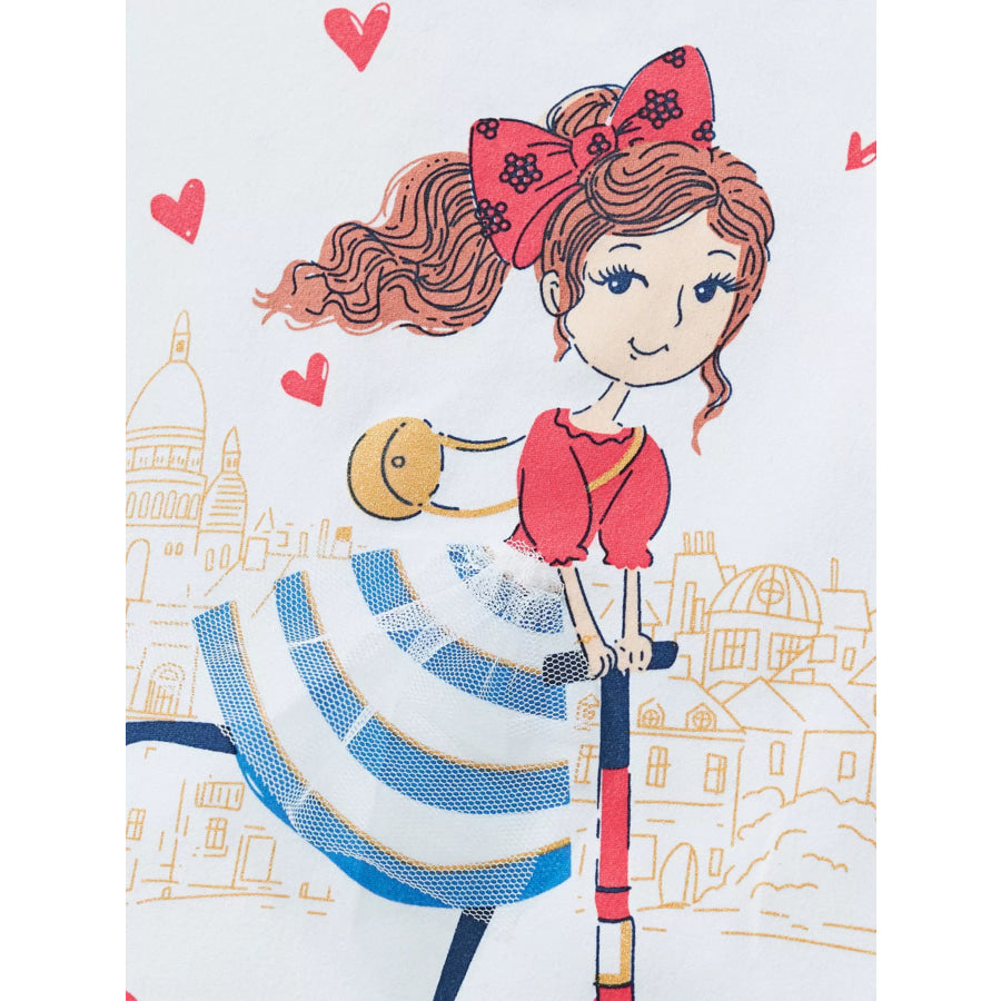 Children’s Girl Scooter Graphic Ruffle Sleeve T-Shirt Apparel and Accessories
