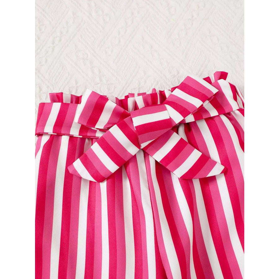 Children’s Girly Bowknot T-Shirt & Striped Pants Set Apparel and Accessories