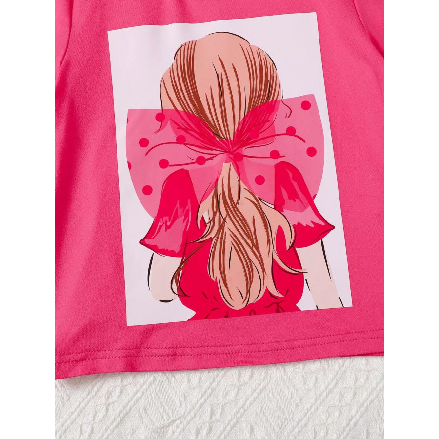 Children’s Girly Bowknot T-Shirt & Striped Pants Set Apparel and Accessories