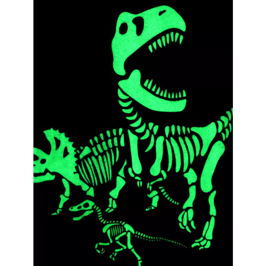 Children’s Glow In The Dark Dinosaur Skeleton Graphic Crew Neck T-Shirt Apparel and Accessories