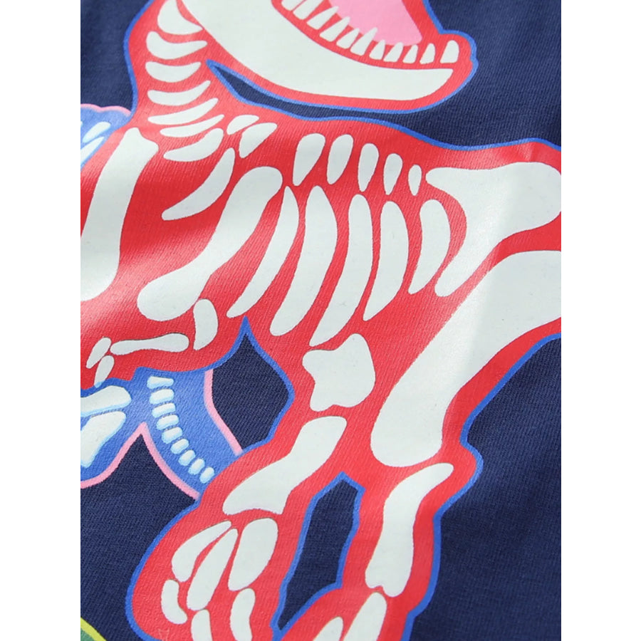 Children’s Glow In The Dark Dinosaur Skeleton Graphic Crew Neck T-Shirt Apparel and Accessories