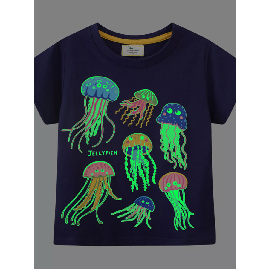Children’s Glow-in-the-Dark Jellyfish Graphic Tee Black / 2T Apparel and Accessories