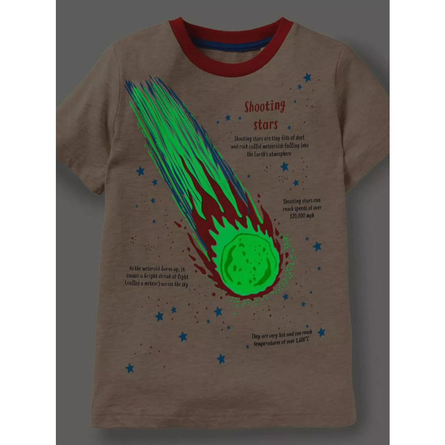 Children’s Glow In The Dark Shooting Star Graphic Crew Neck T-Shirt Apparel and Accessories