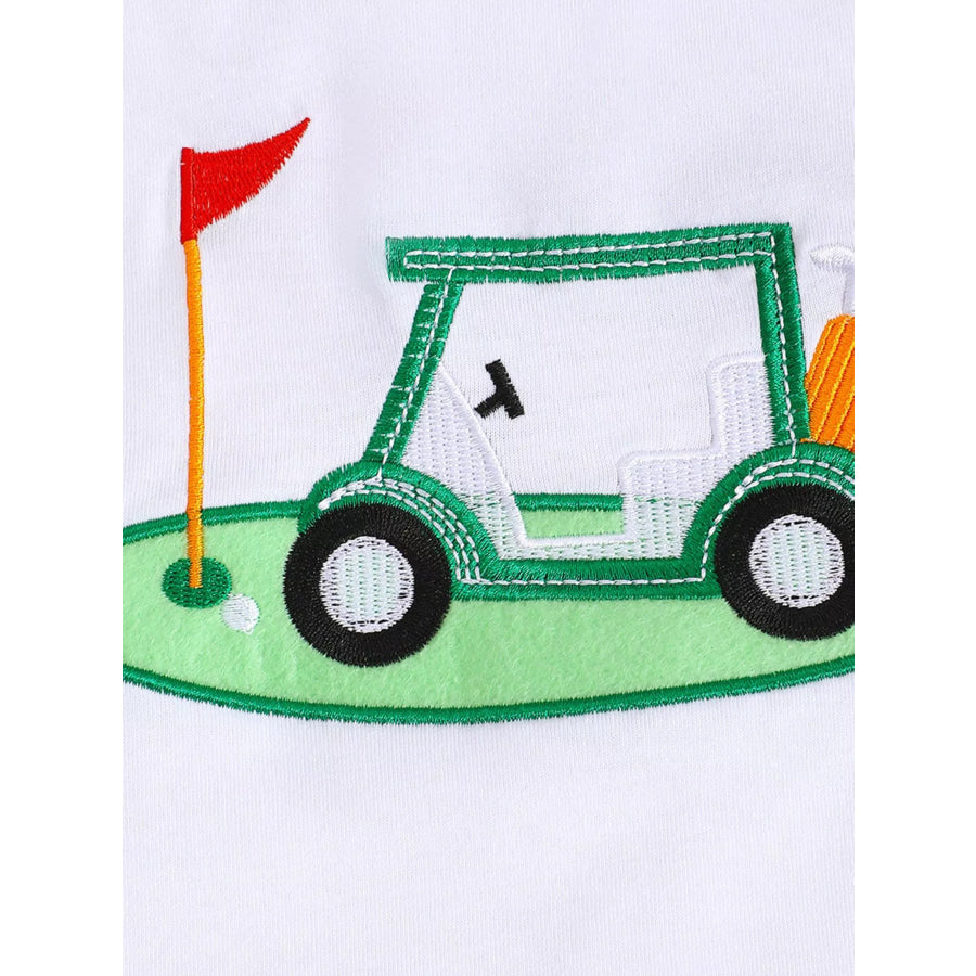 Children’s Golf Cart Print T-Shirt and Gingham Shorts Set Apparel and Accessories