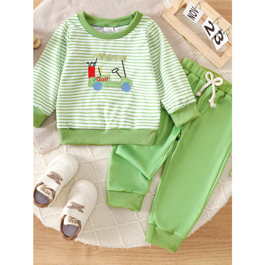 Children’s Golf Cart Striped Top and Pants Set Apparel and Accessories
