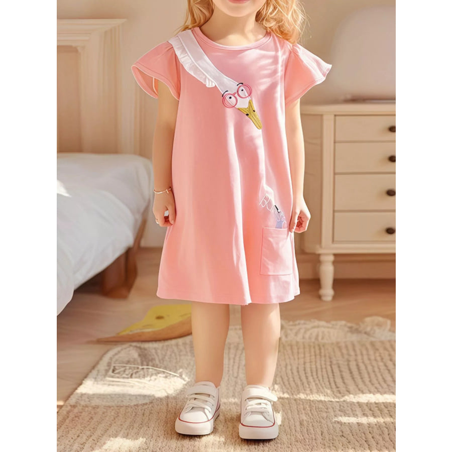 Children’s Goose Ruffle Sleeve Dress Blush Pink / 2Y Apparel and Accessories