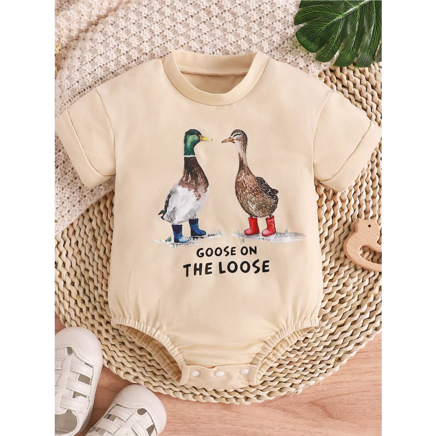 Children’s Goose Short Sleeve One-Piece Bodysuit Eggshell / 0-3M Apparel and Accessories