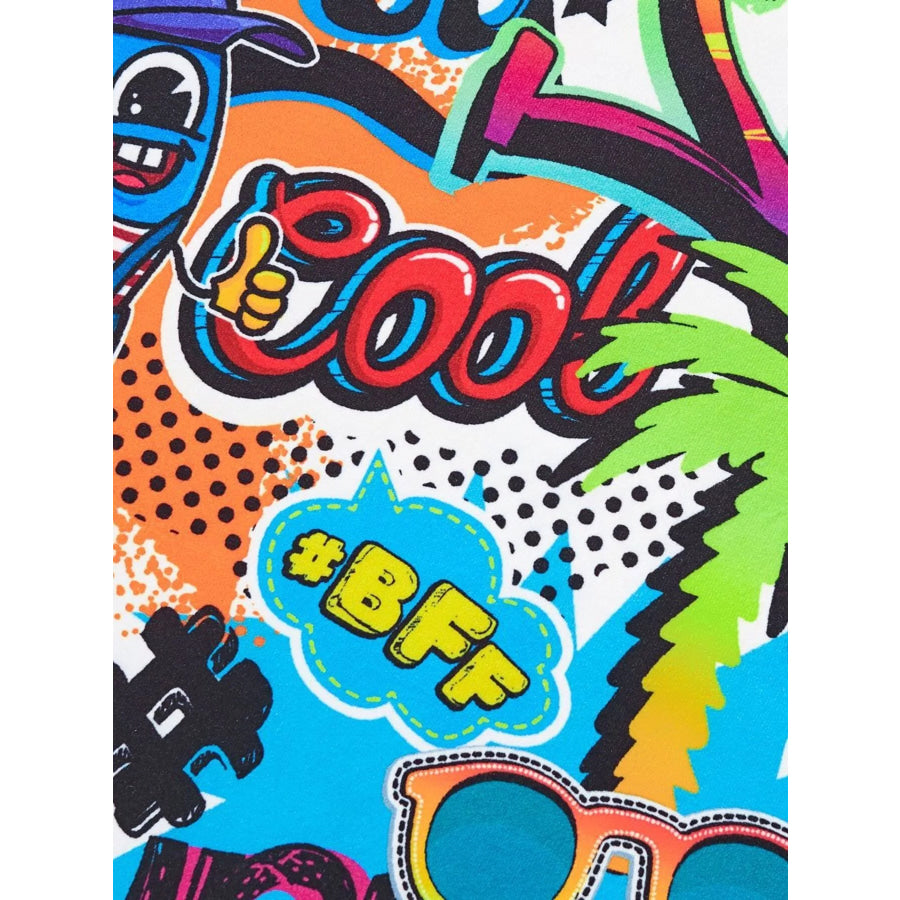 Children’s Graffiti Print Crew Neck Short Sleeve T-Shirt Apparel and Accessories