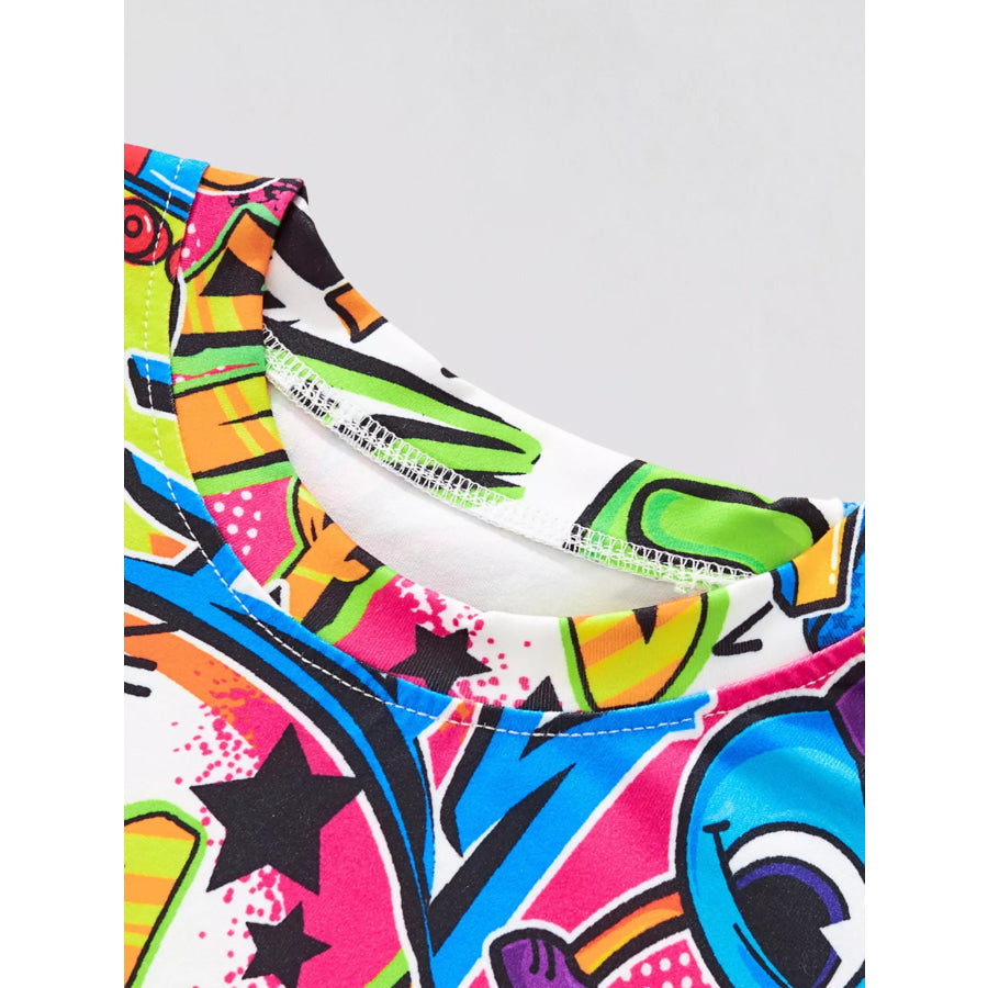 Children’s Graffiti Print Crew Neck Short Sleeve T-Shirt Apparel and Accessories
