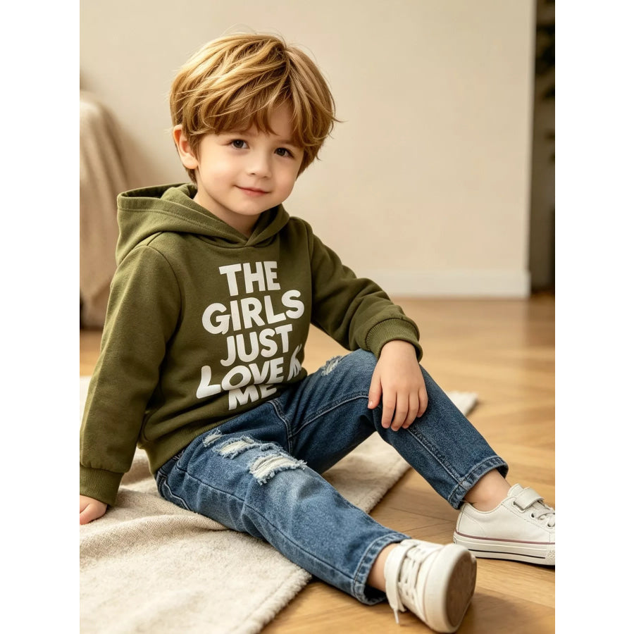 Children’s Graphic Hoodie and Distressed Jeans Set Apparel Accessories