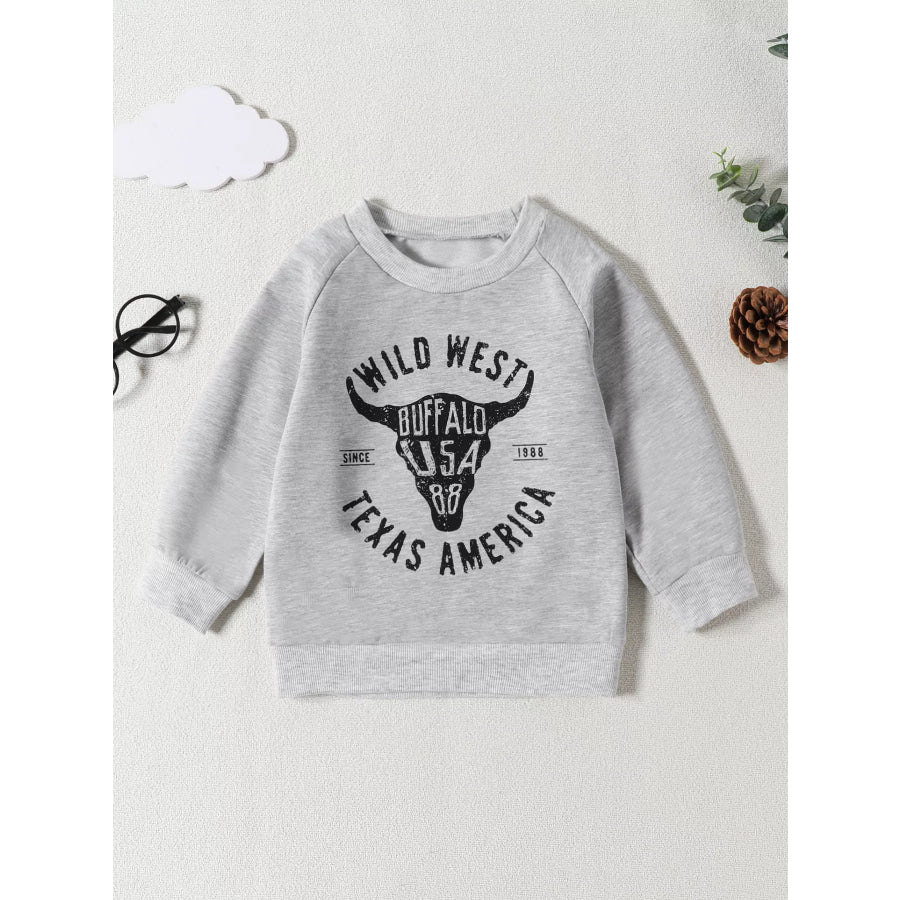 Children’s Graphic Round Neck Sweatshirt Light Gray / 2T Apparel and Accessories
