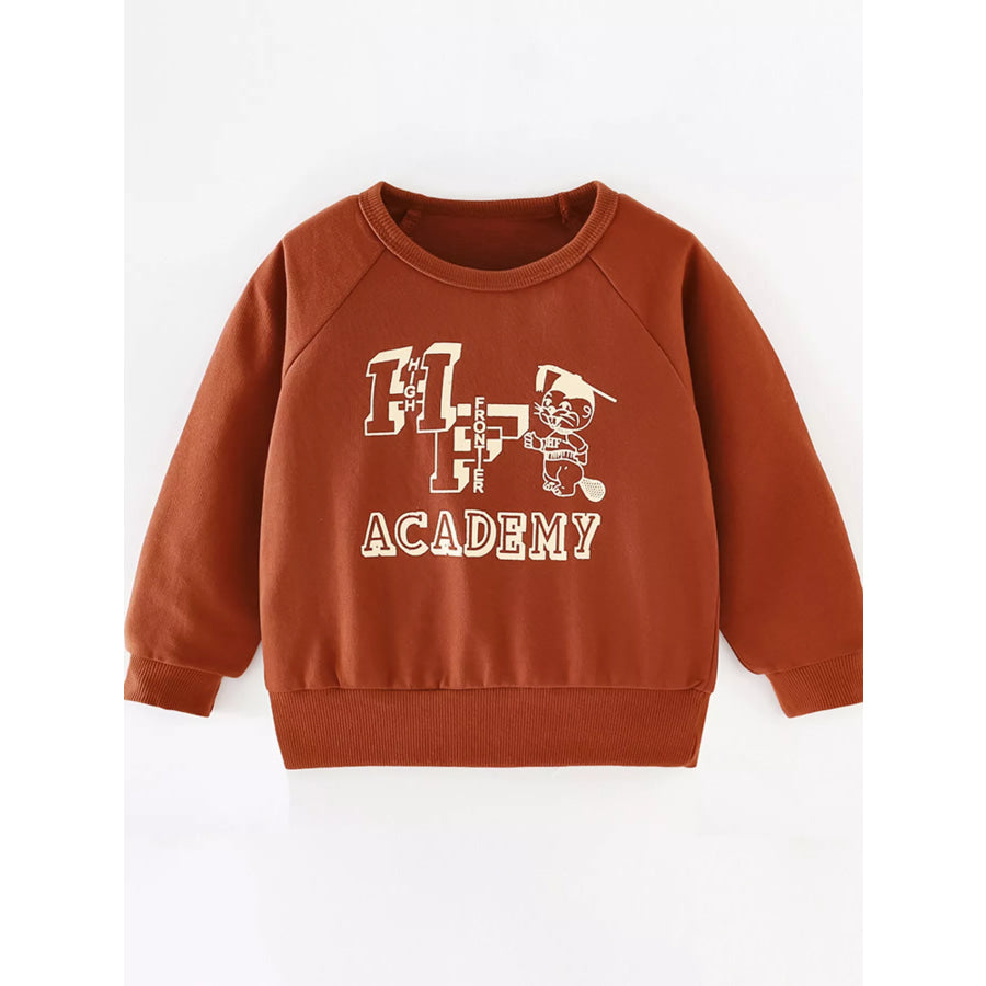 Children’s Graphic Round Neck Sweatshirt Rust / 3Y Apparel and Accessories
