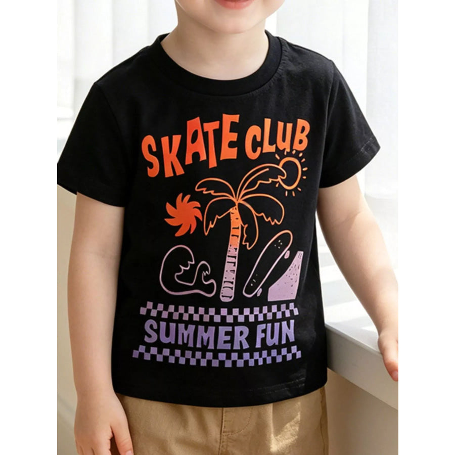 Children’s Graphic Round Neck T-Shirt Black / 3T Apparel and Accessories