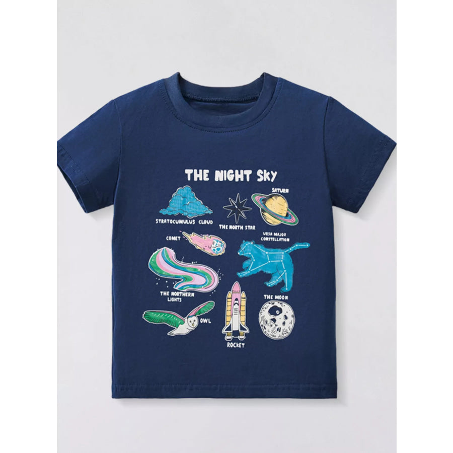 Children’s Graphic Round Neck T-Shirt Dark Navy / 2-3Y Apparel and Accessories